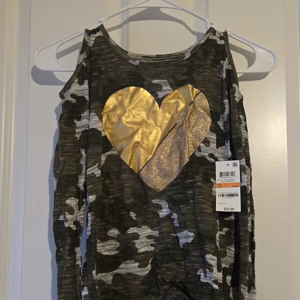 Camo Kids Shirt with Gold Heart